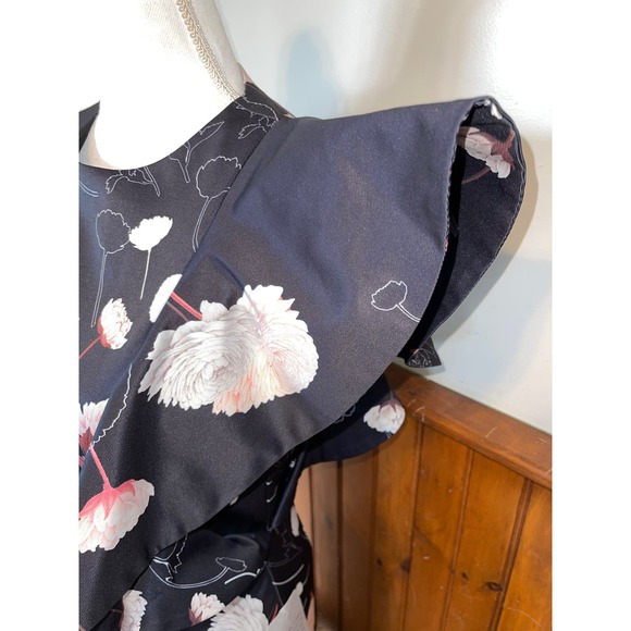 NWT Womens Cooper St. Nordstrom Black Floral Flare Shoulder Sheath Dress Size 6 - Picture 4 of 13
